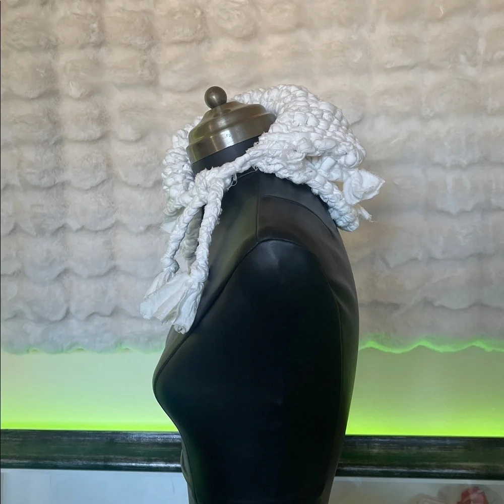 HANDCRAFTED hand knitted Elegant White Knit Scarf, collar white goth look